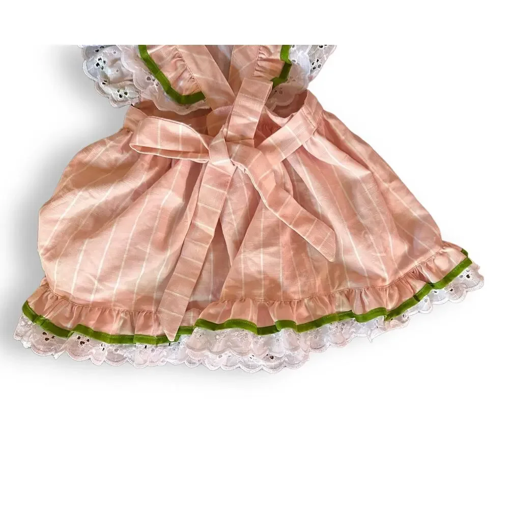 Rosa Flamenco Strawberry Ruffle Pinafore Smock Dress 7/8 Pink